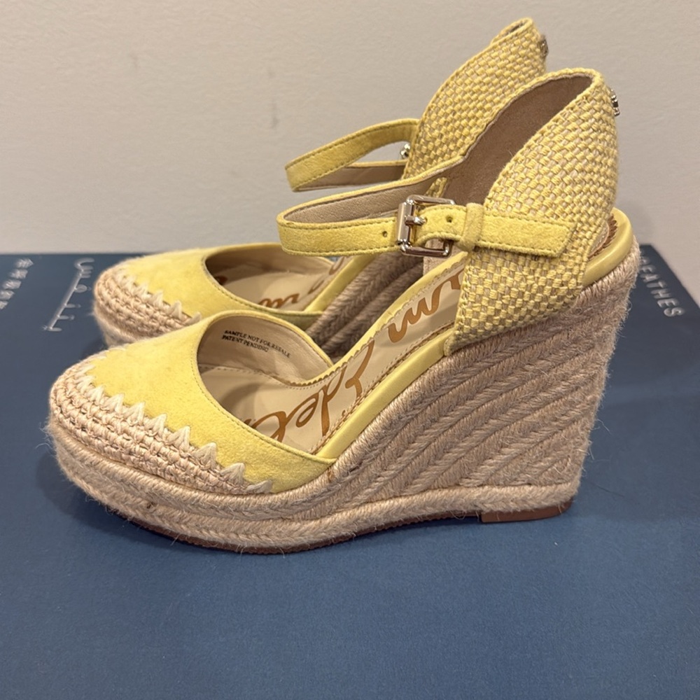 NWOT- Sam Edelman Yellow Espadrille Wedge Sandals – Size 6